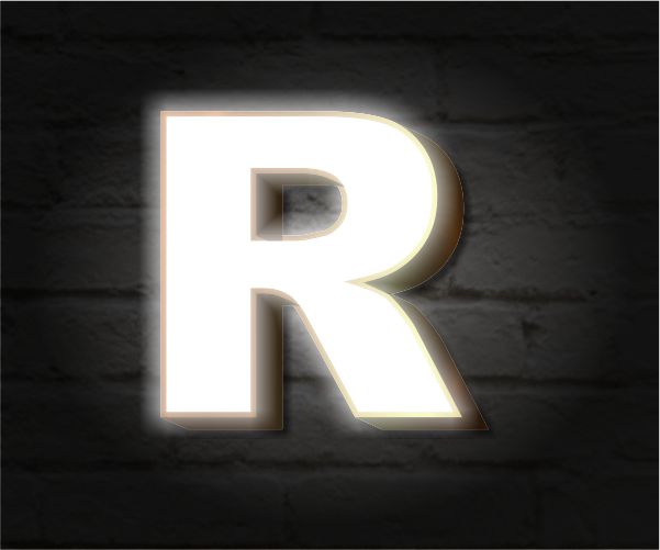 Световые буквы из нержавейки золотые (световое лицо)