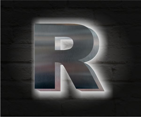 Световые буквы из нержавейки серебряные (контражурная подсветка)