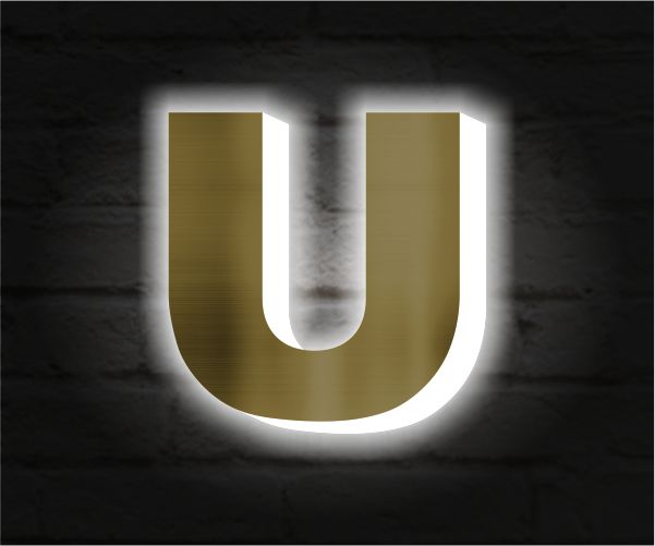 Световые буквы из нержавейки золотые (световой торец)